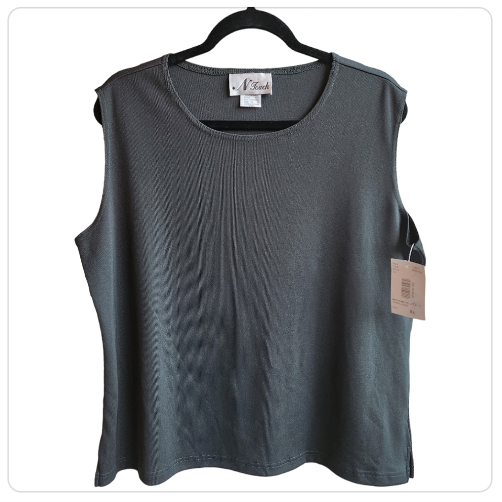 Ivy Green Shell Tank by N Touch Sleeveless Blouse Size XL NWT